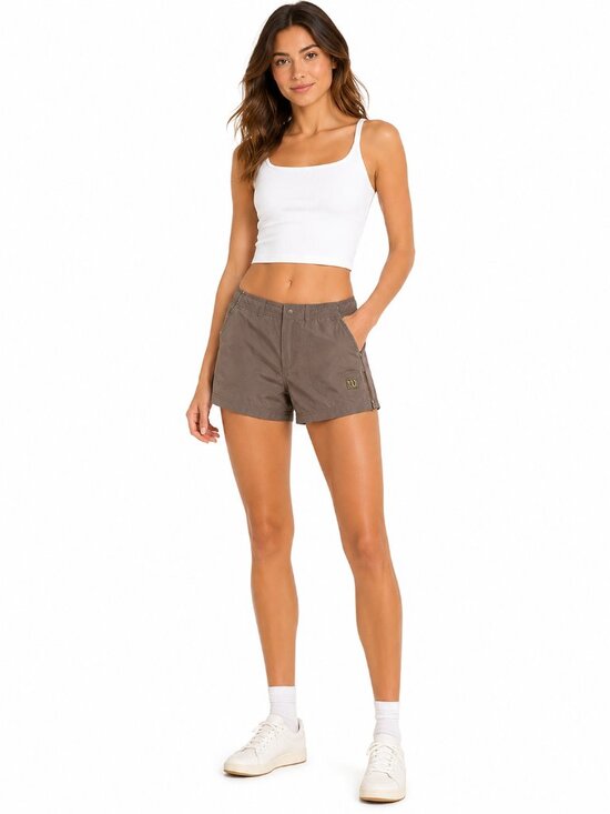 Wilson Pants - WILSON Womens Tennis Shorts Taupe Sage Green Trim Zip Snap Small S